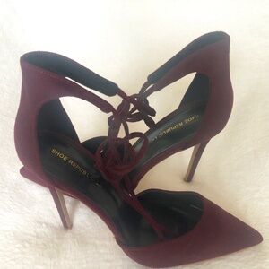 Shoe Republic LA  Lace Up Faux Burgundy Suede Heels/ Pumps/ Stilettos US 8.5